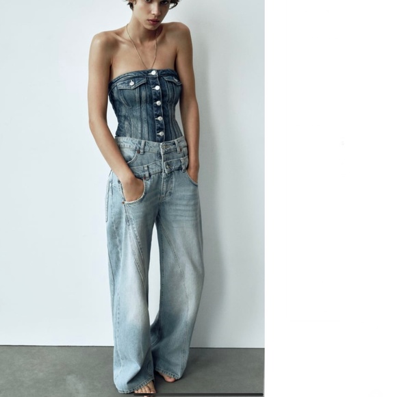 Zara | Jeans | Zara Trf Wide Leg Double Waistband Jeans